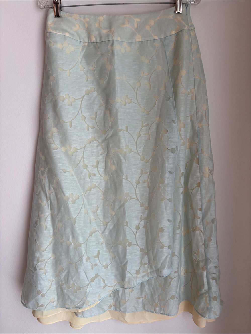 J. Jill vintage linen lace Light Blue Floral A-Line maxi wrap skirt women’s 8